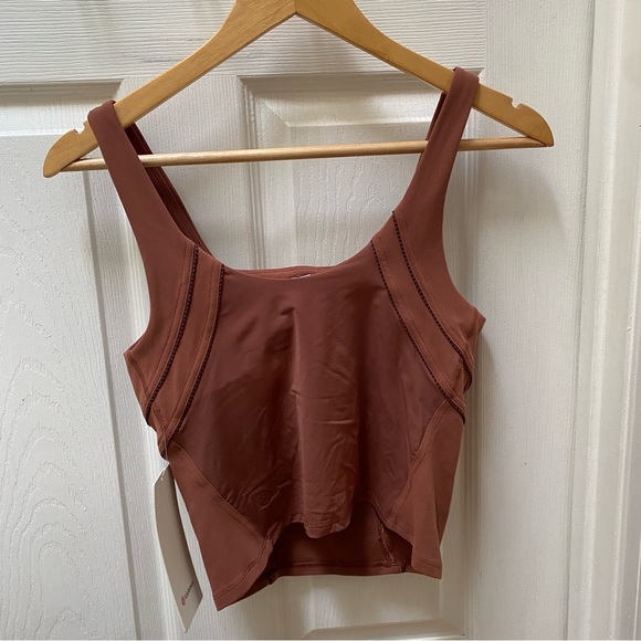 NWT Lululemon Nulu Mesh-Back Shelf-Bra Yoga Tank Top crop top orange brick - Picture 4 of 6